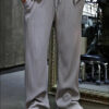 Casual Solid Mid-Rise Tie Straight Loose Pants e34 | Emf -