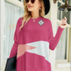 Color Block Round Neck Side Slit Sweater e77.0 | Emf - Small