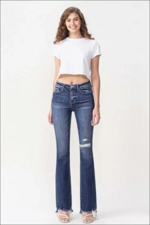 Full Size High Rise Flare Jeans e24.0 | Emf - Hidden / Blue