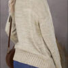 Ribbed Trim V-Neck Drop Shoulder Sweater e78.0 | Emf -